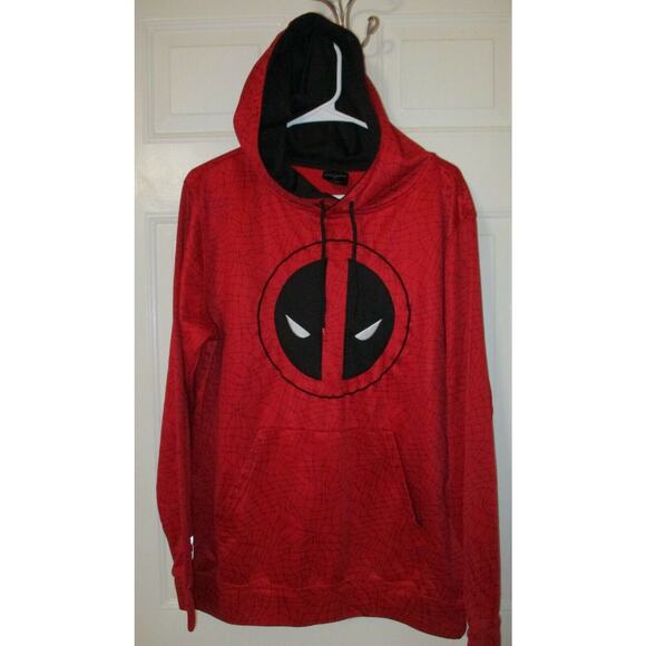 Marvel Other - Marvel Deadpool Red Hoodie pullover Sweatshirt size L Red
